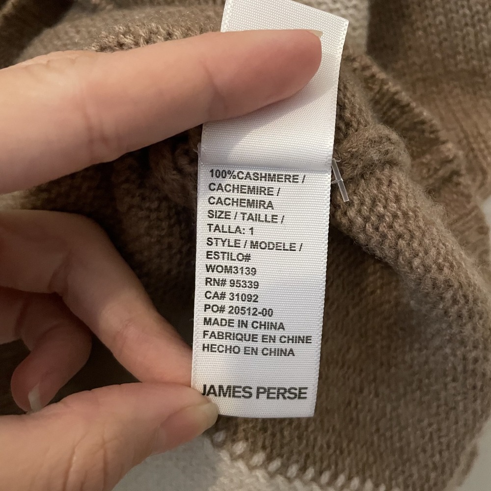 James Perse 100% Cashmere Poncho Sweater Tan Size S Oversized Quiet Luxury READ - Picture 9 of 10